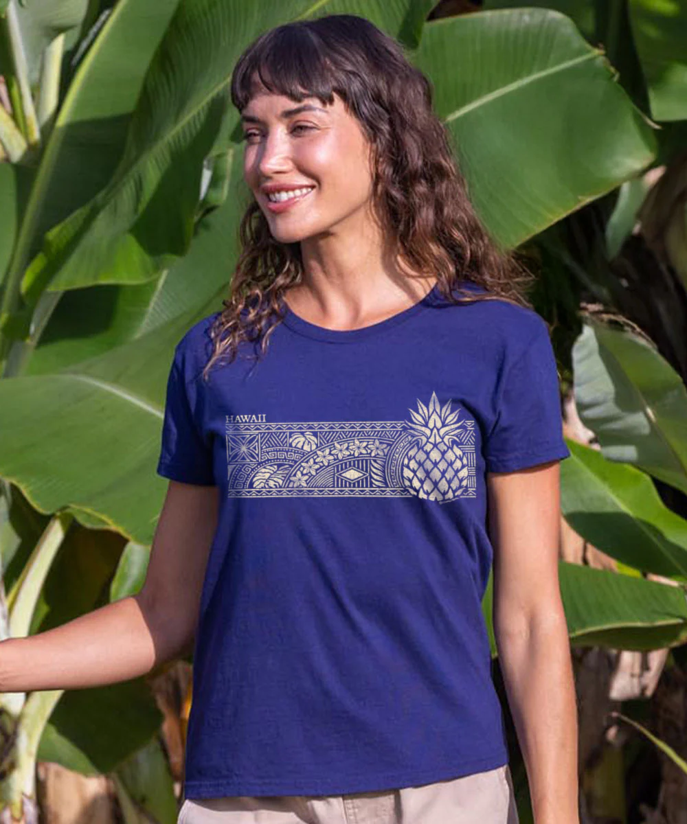 Pineapple Tapa Band - Grape Dyed Short Sleeve Crewneck T-Shirt - Image 2