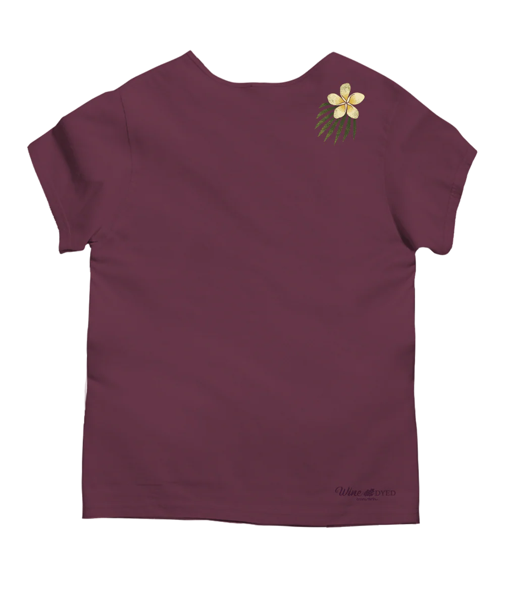 Plumeria Center - Wine Dyed Short Sleeve Scoop Neck T-Shirt - Image 4