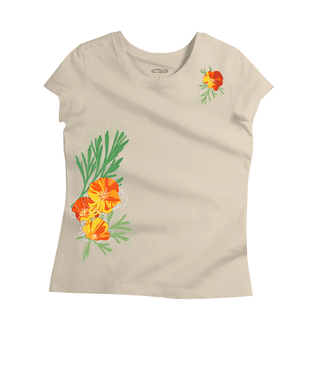 Poppy Paradise - Sand Short Sleeve Pima T-Shirt