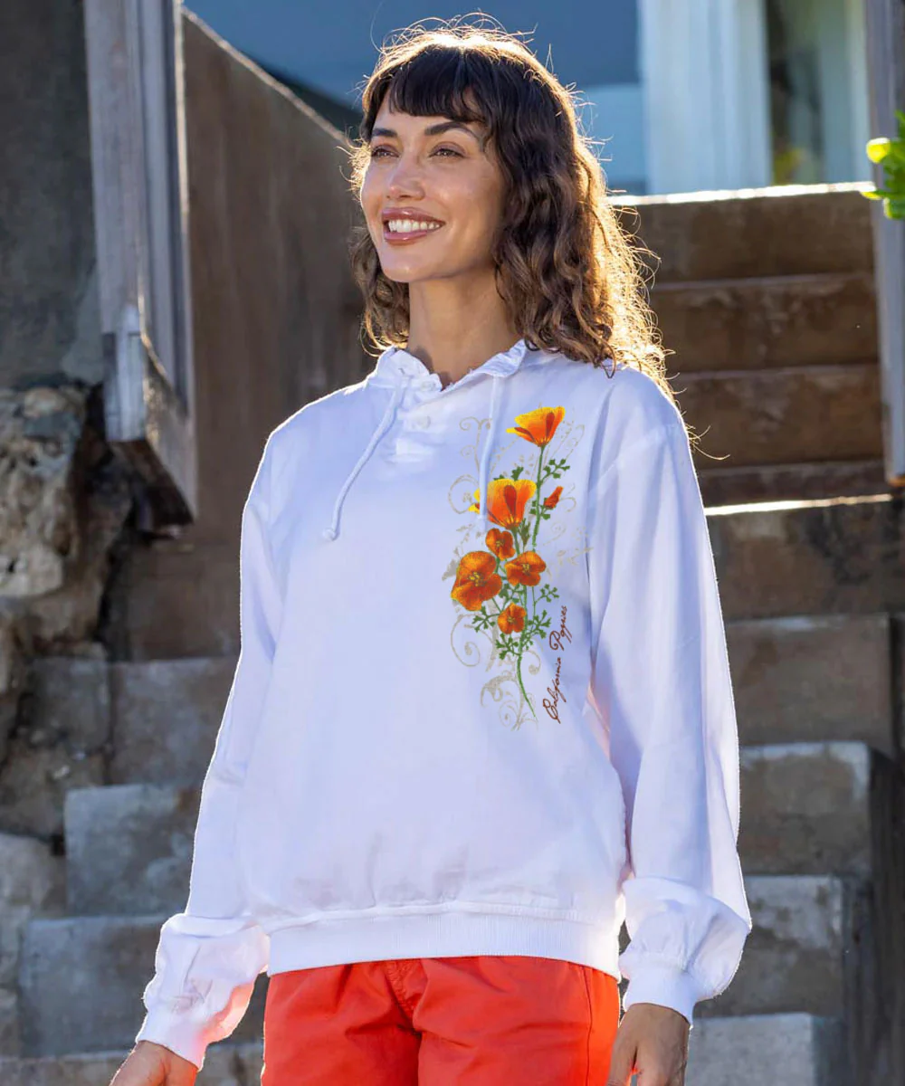 Poppy Swirl - White Long Sleeve Lightweight Pullover - Image 2
