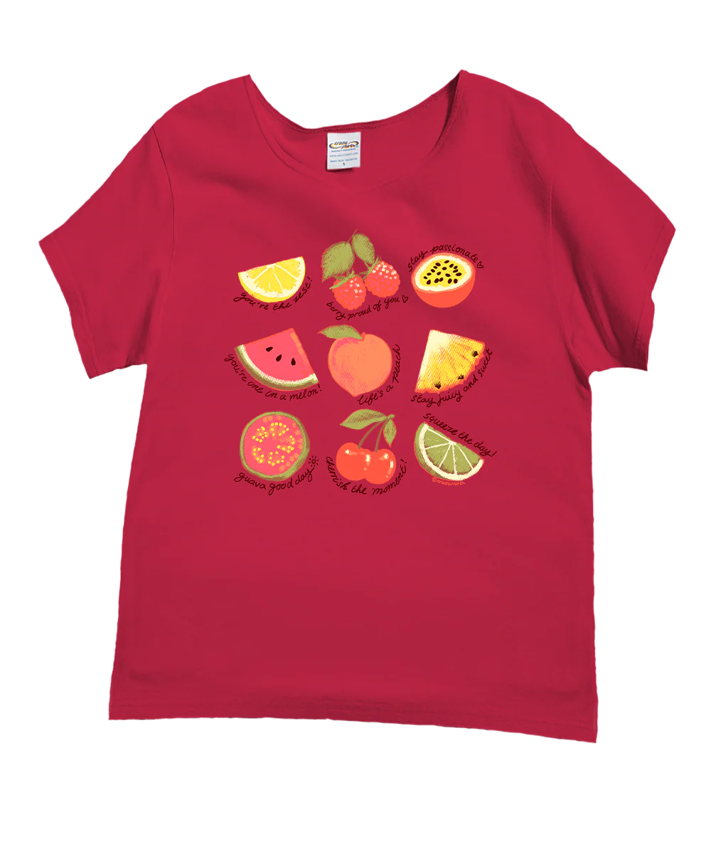 Positive Fruit - Raspberry Dyed Short Sleeve Scoop Neck T-Shirt