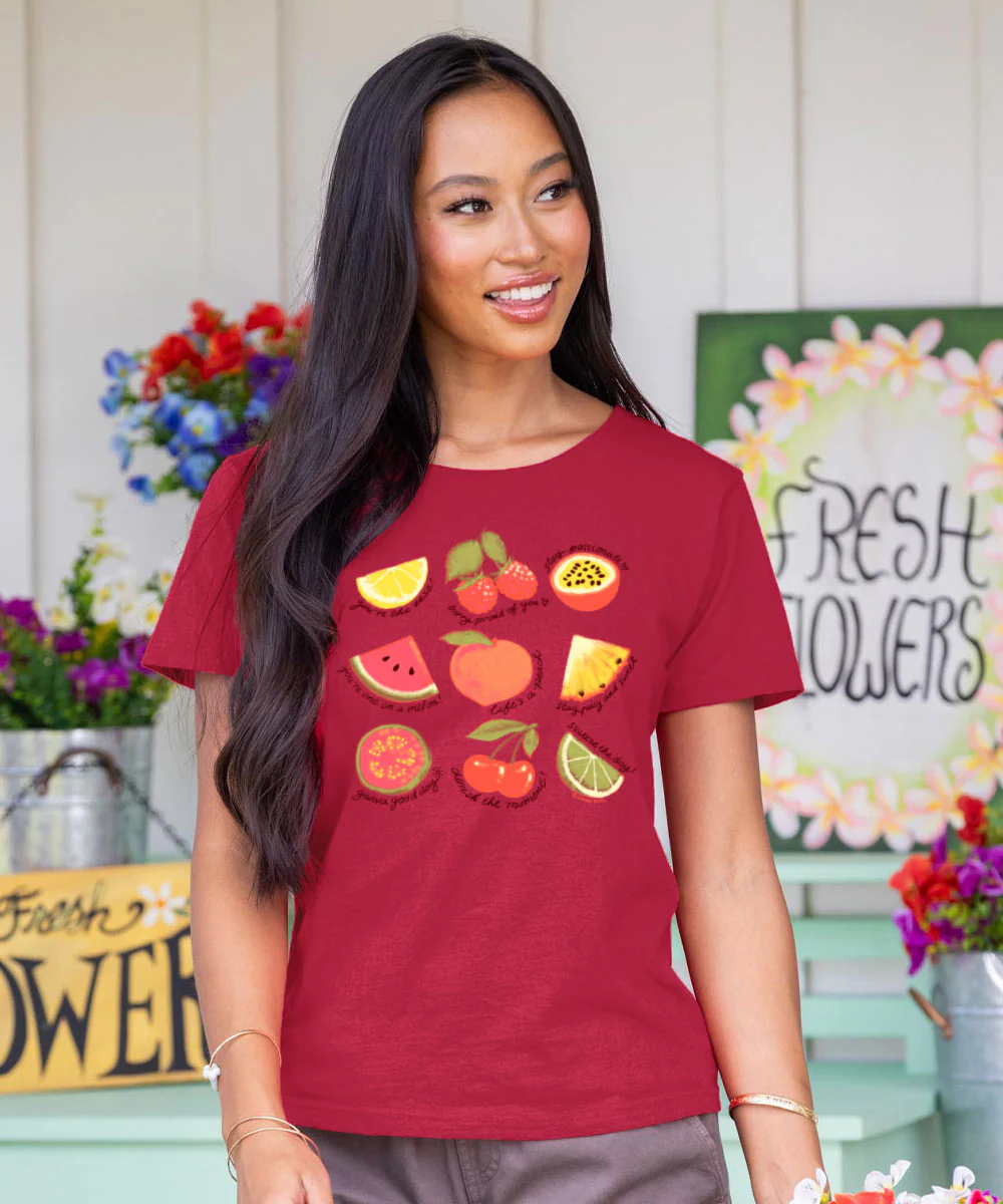 Positive Fruit - Raspberry Dyed Short Sleeve Scoop Neck T-Shirt - Image 2