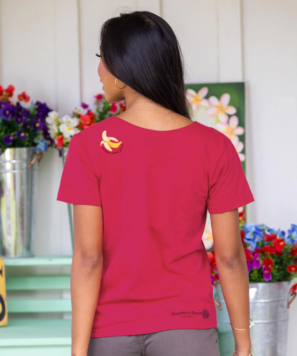 Positive Fruit - Raspberry Dyed Short Sleeve Scoop Neck T-Shirt - Image 3