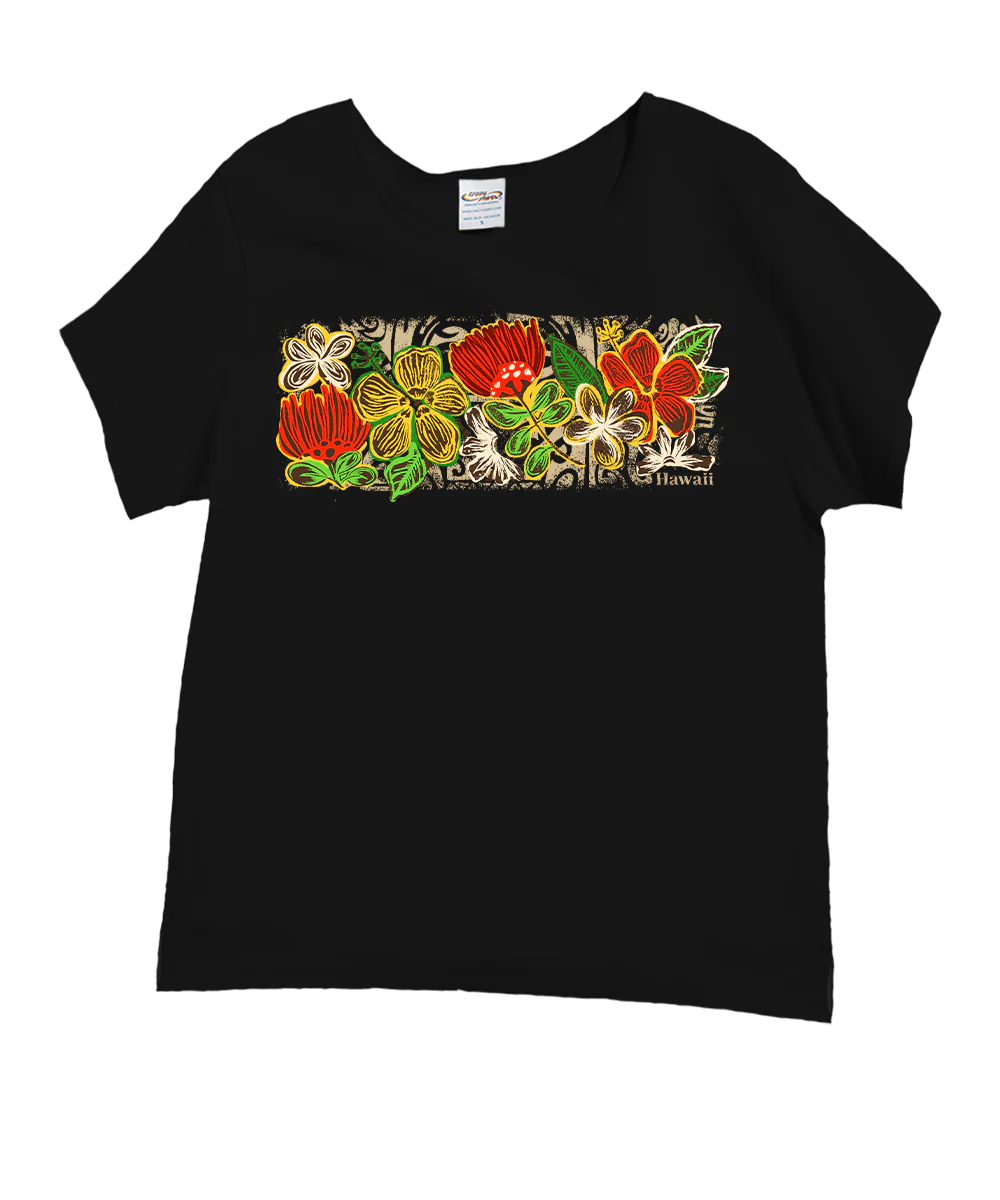 Pua Aina Band - Black Short Sleeve Scoop Neck T-Shirt
