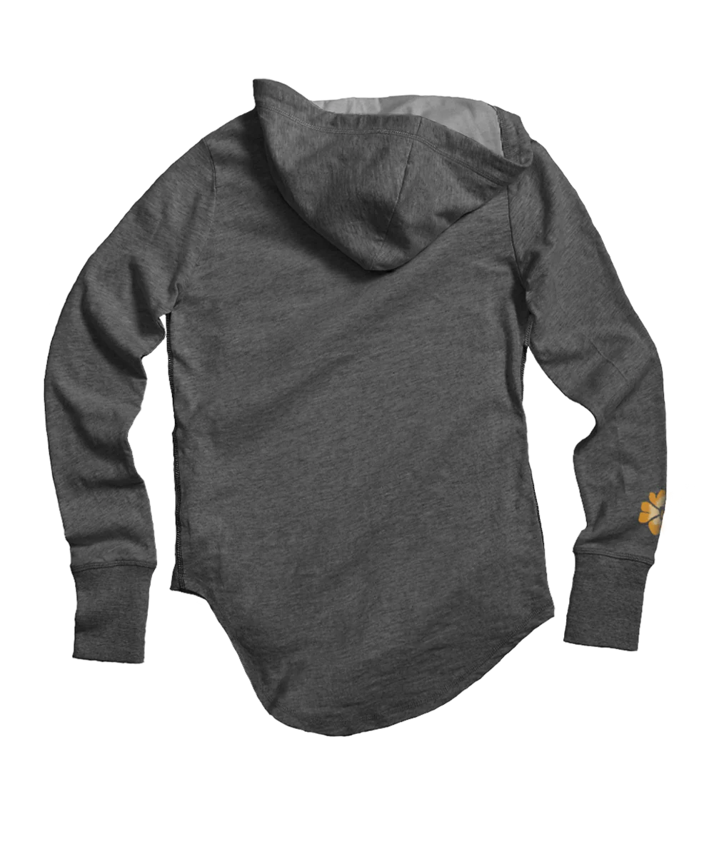 Puakenikeni Drape - Gray Heather Long Sleeve Harmony Hooded T - Image 4