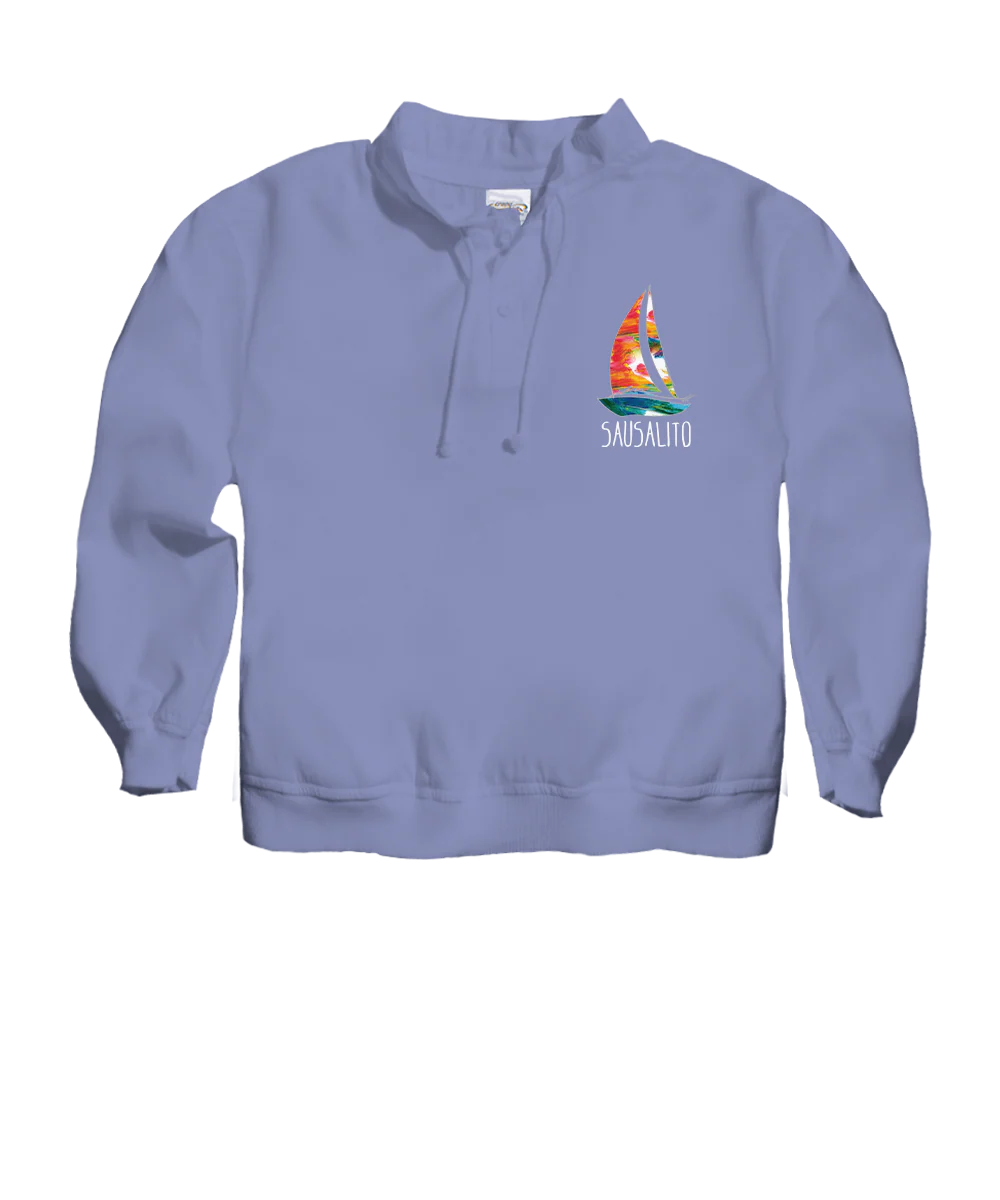 Rainbow In A Sail - Lavender Dyed Long Sleeve Lightweight Pullover