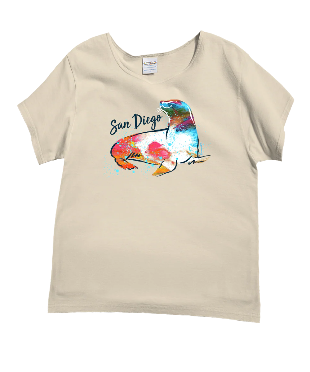 Rainbow Seal - Coconut Dyed Short Sleeve Scoop Neck T-Shirt