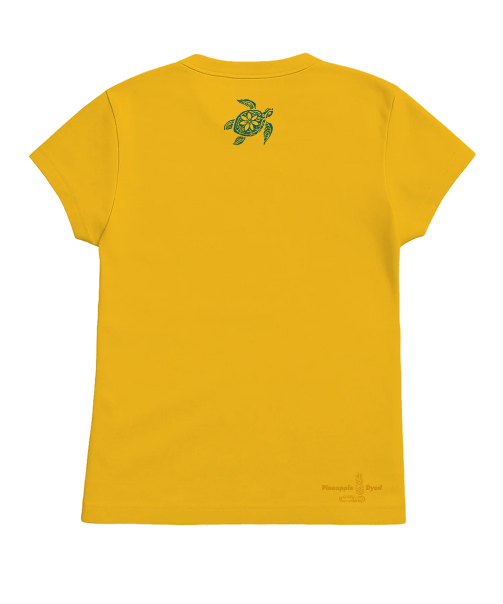 Retro Honu Floral - Pineapple Dyed Short Sleeve Crewneck T-Shirt - Image 4