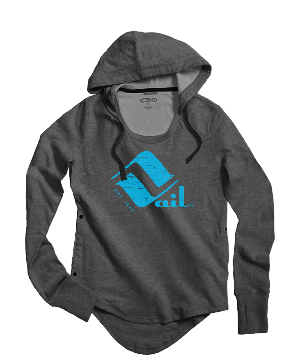 Retro Vail Gray Heather Long Sleeve Harmony Hooded T