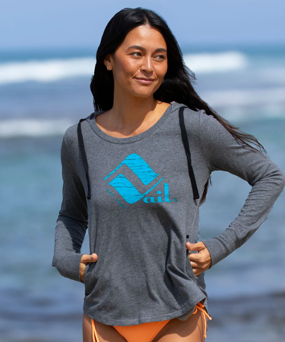 Retro Vail Gray Heather Long Sleeve Harmony Hooded T - Image 2