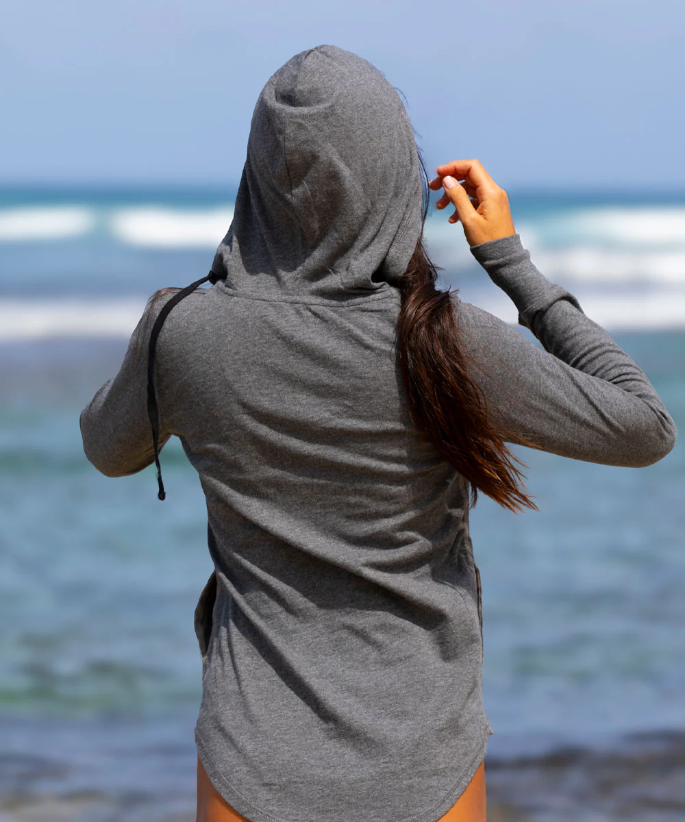 Retro Vail Gray Heather Long Sleeve Harmony Hooded T - Image 3