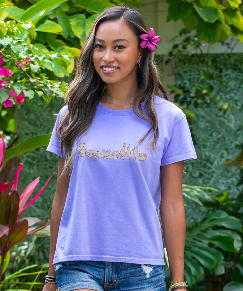 Sausalito Seals Sketch - Lavender Dyed Short Sleeve Crewneck T-Shirt - Image 2