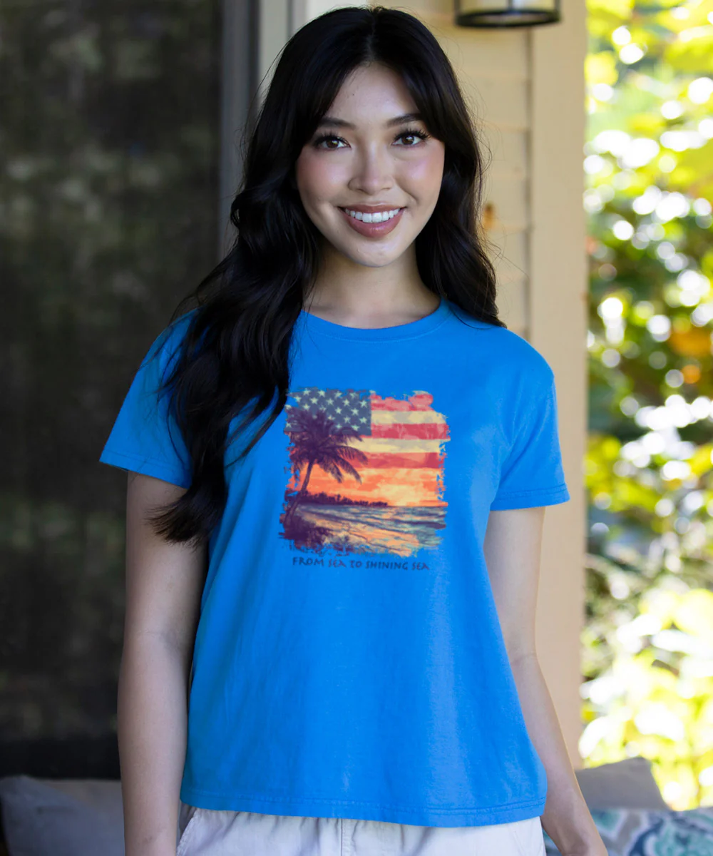 Shining Sea - Blue Hawaii Dyed Short Sleeve Crewneck T-Shirt - Image 2