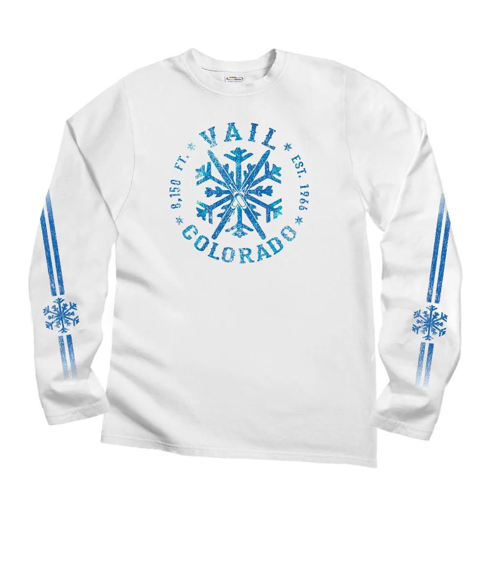 Snow Round - White Long Sleeve Crewneck T-Shirt
