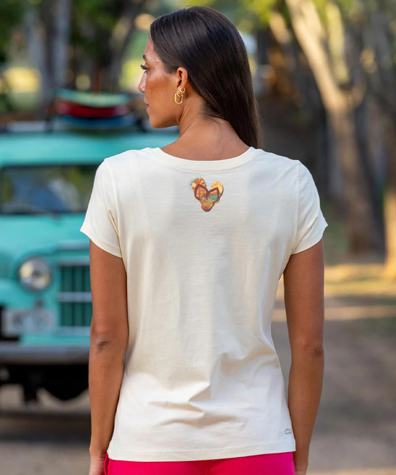 Splatter Flip Flops - Sand Short Sleeve Pima T-Shirt - Image 3