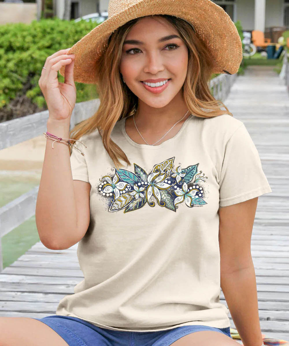 Stranded Mokihana - Coconut Dyed Short Sleeve Scoop Neck T-Shirt - Image 2