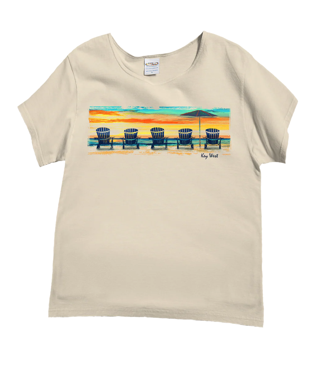Sunset Chairs - Coconut Dyed Short Sleeve Scoop Neck T-Shirt