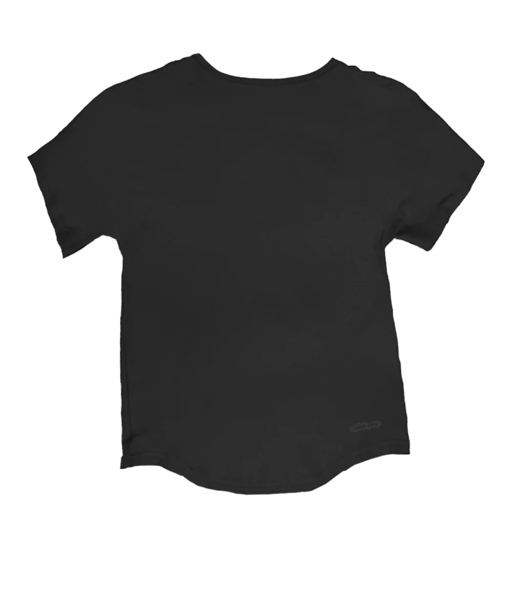 Swirly Hibiscus - Charcoal Short Sleeve Dolman V-Neck Tee - Image 4