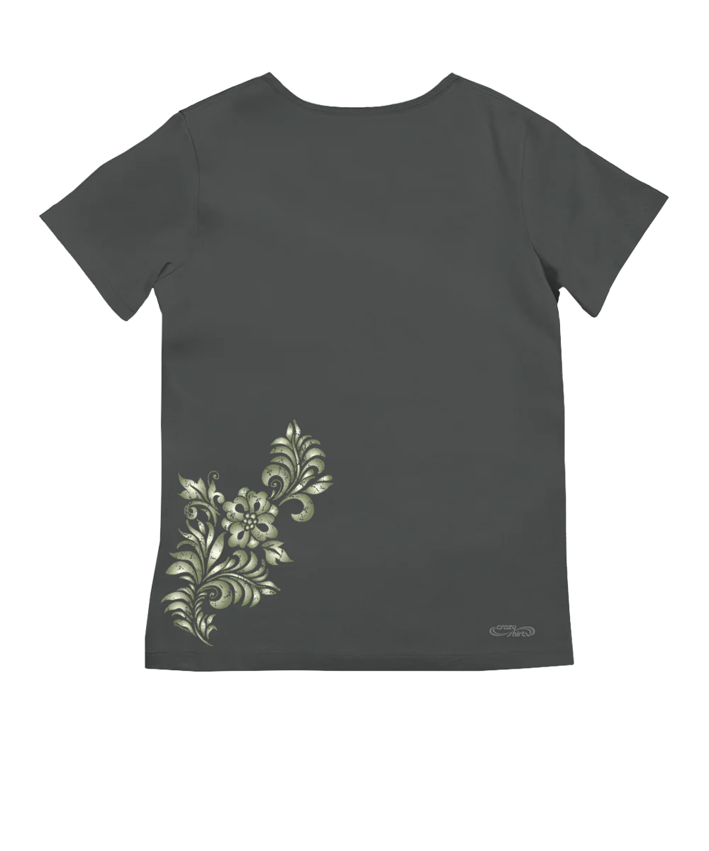 Teihani - Graphite Short Sleeve Pima V-Neck T-Shirt - Image 4