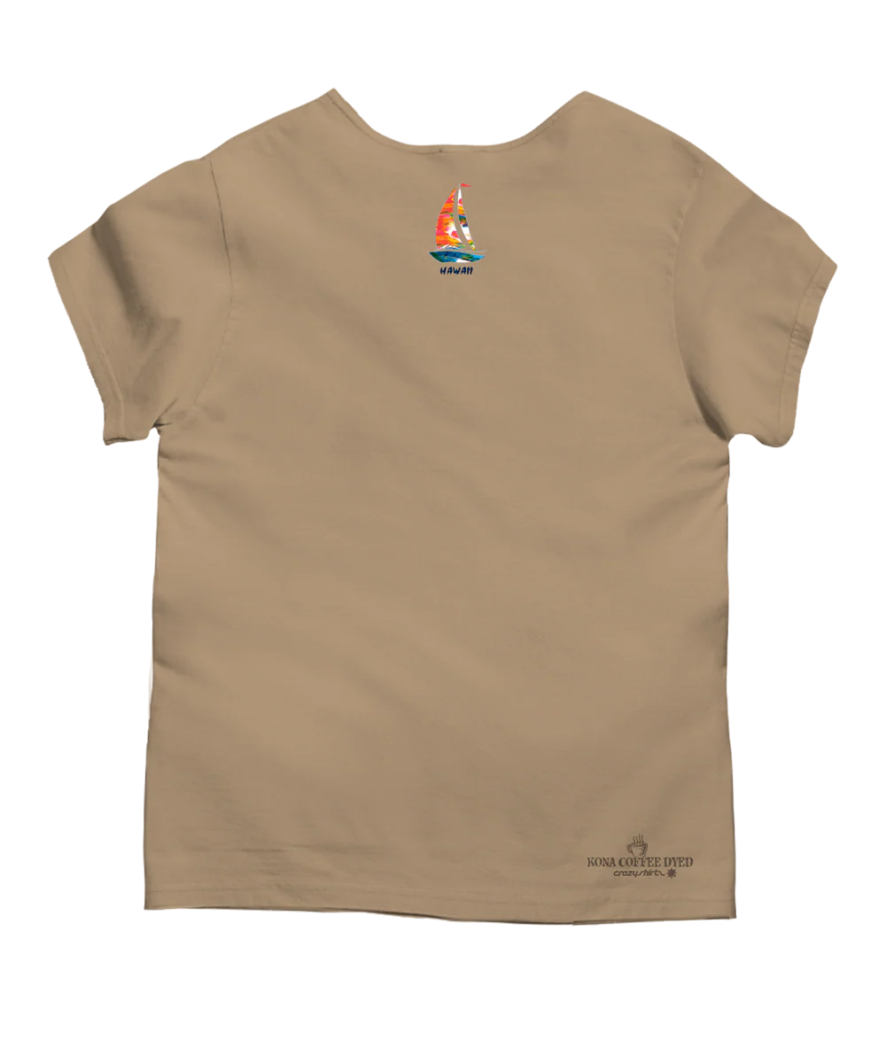 Tiny Rainbow Sails - Kona Coffee Dyed Short Sleeve Scoop Neck T-Shirt - Image 4