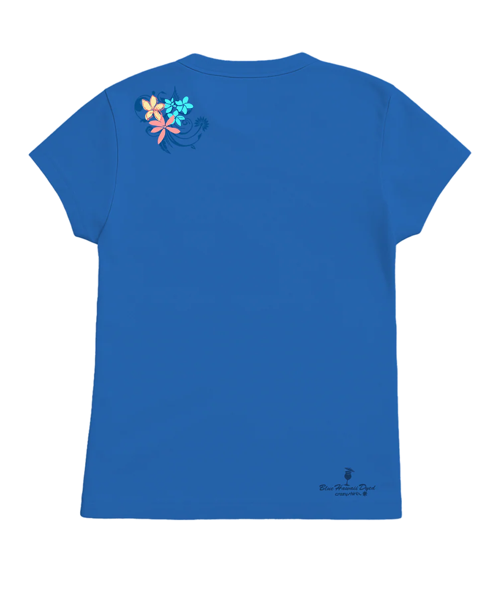 Tribal Manta Pua Swirls - Blue Hawaii Dyed Short Sleeve Crewneck T-Shirt - Image 4