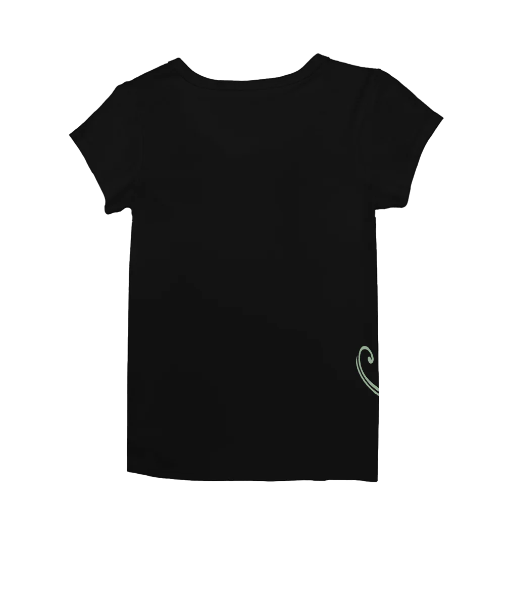 Tribal Plumeria - Black Short Sleeve Rib Knit T-Shirt - Image 4
