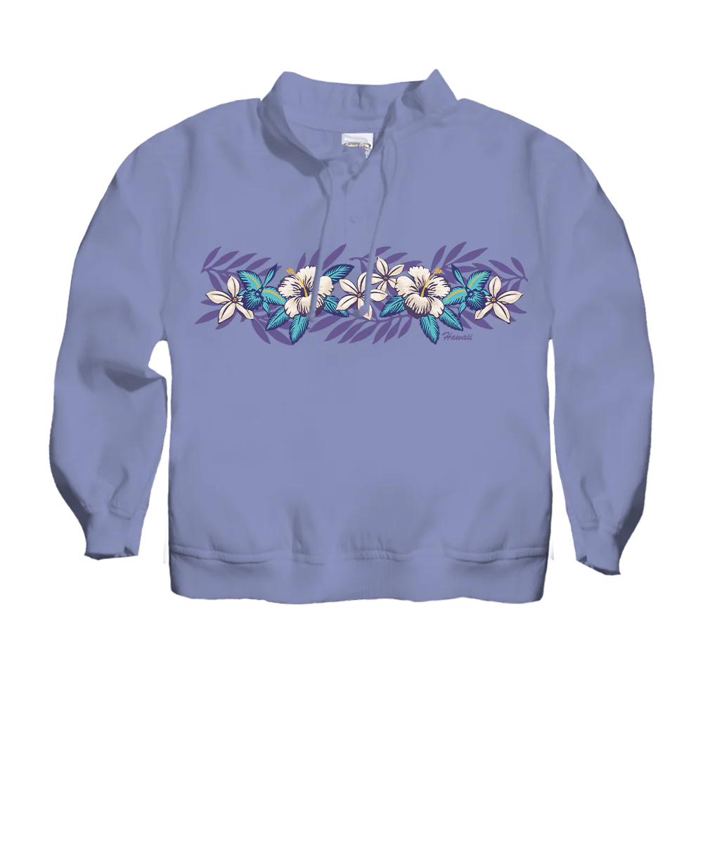 Tropical Florals - Lavender Dyed Long Sleeve Lightweight Pullover