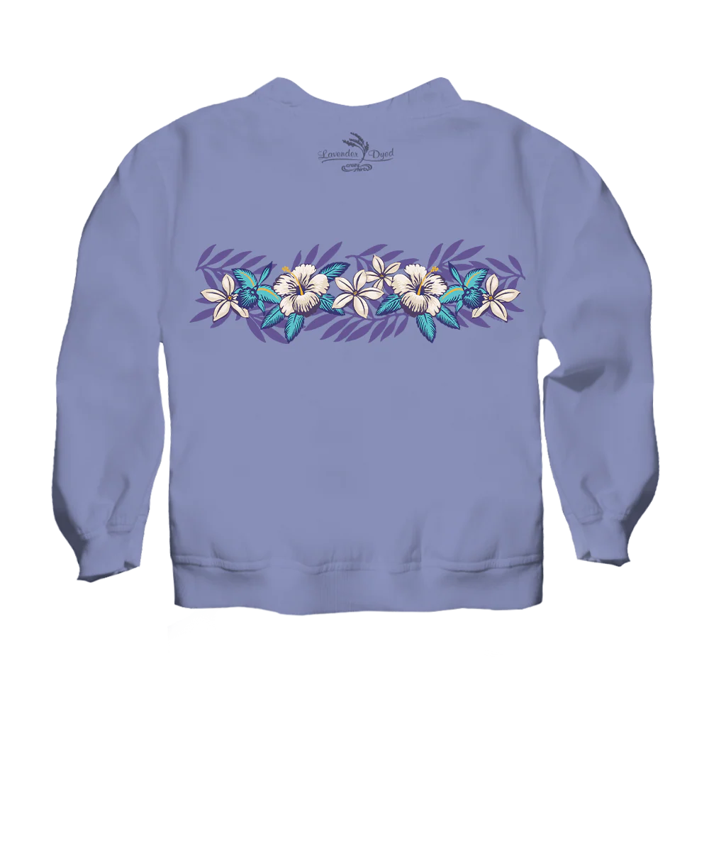 Tropical Florals - Lavender Dyed Long Sleeve Lightweight Pullover - Image 4