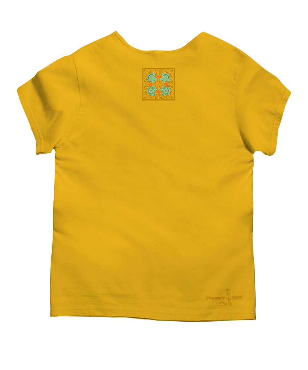 Tropical Reef Honu Quilt - Pineapple Dyed Short Sleeve Scoop Neck T-Shirt - Image 4