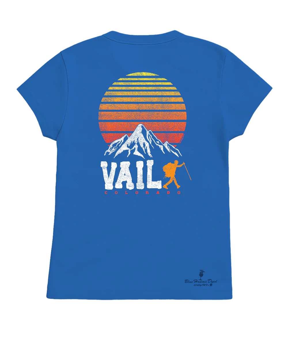 Vail Hiker Sunrise - Blue Hawaii Dyed Short Sleeve Crewneck T-Shirt