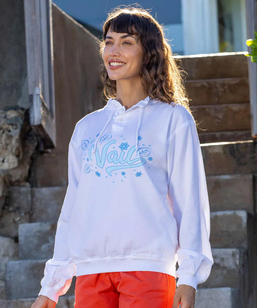 Vail Script - White Long Sleeve Lightweight Pullover - Image 2