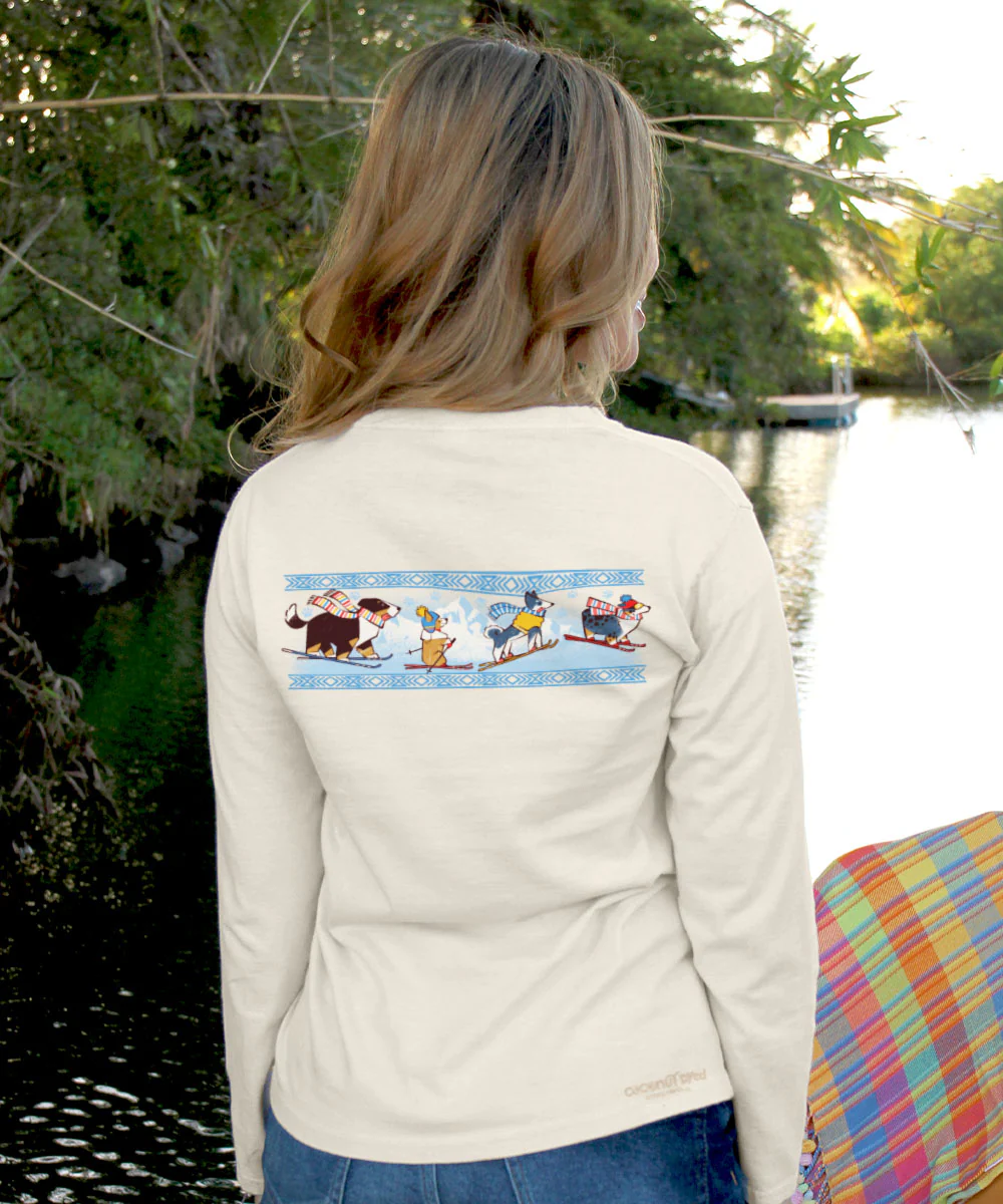 Vail Ski Pups - Coconut Dyed Long Sleeve Crewneck T-Shirt - Image 3