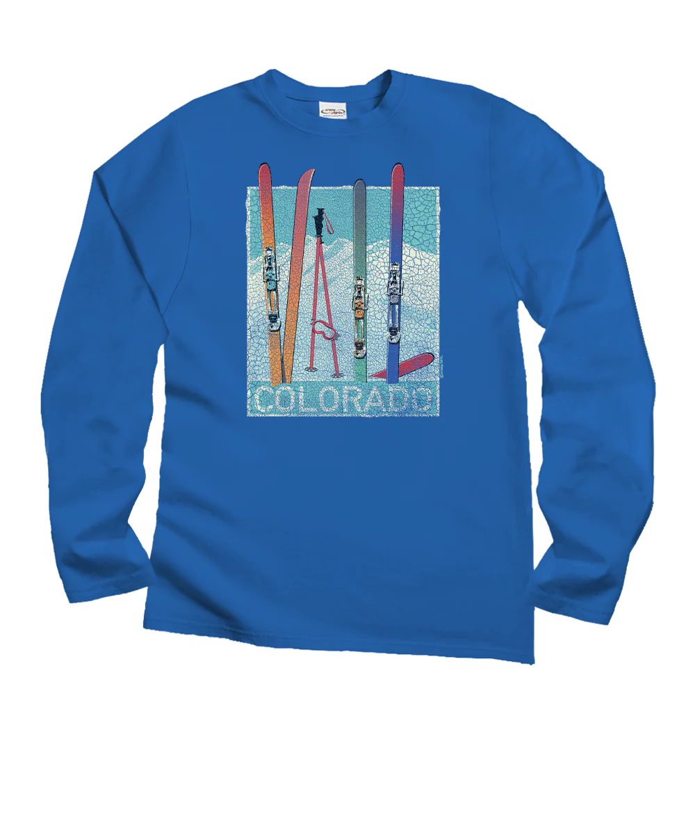 Vail Skis - Blue Hawaii Dyed Long Sleeve Crewneck T-Shirt