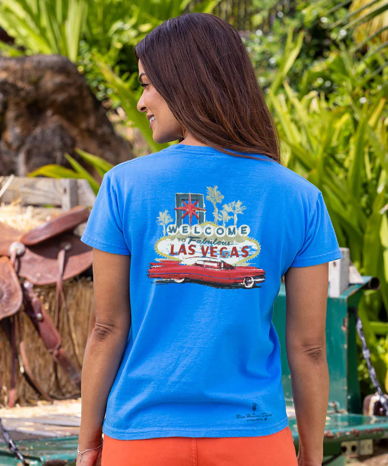 Vegas Caddy - Blue Hawaii Dyed Short Sleeve Crewneck T-Shirt - Image 3
