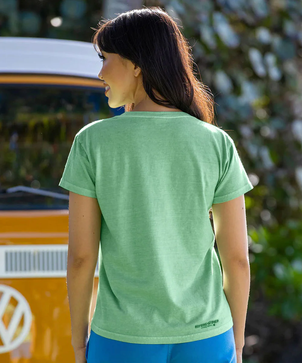 Volkswagen Beach Bug Scenic - Key Lime Dyed Short Sleeve Crewneck T-Shirt - Image 3