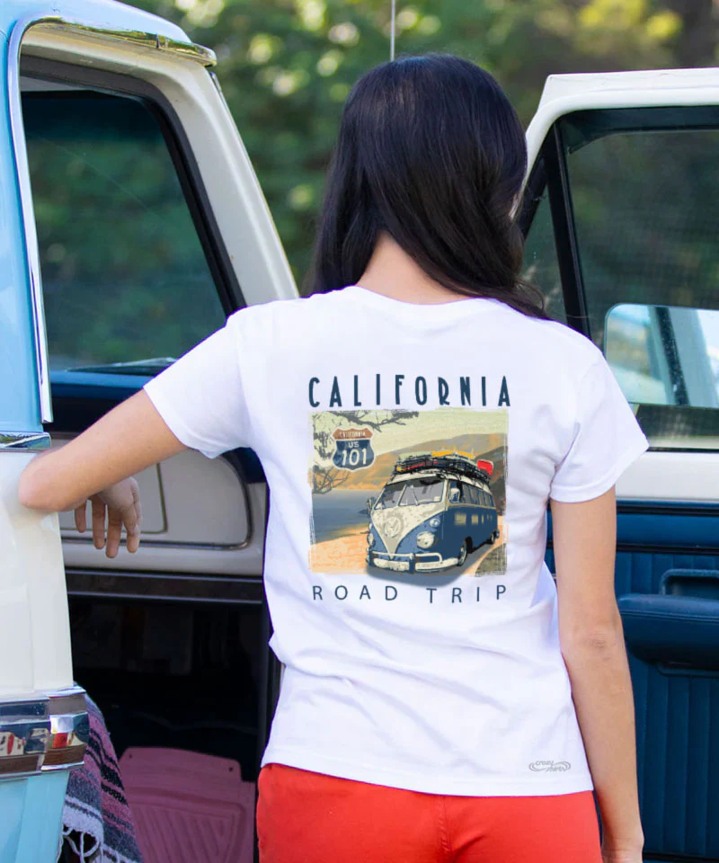 Volkswagen California Road Trip - White Short Sleeve Crewneck T-Shirt - Image 2