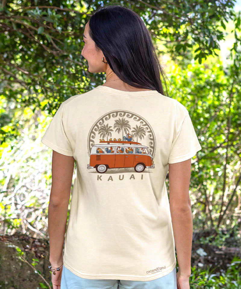 Volkswagen Chicken Van - Coconut Dyed Short Sleeve Crewneck T-Shirt - Image 2