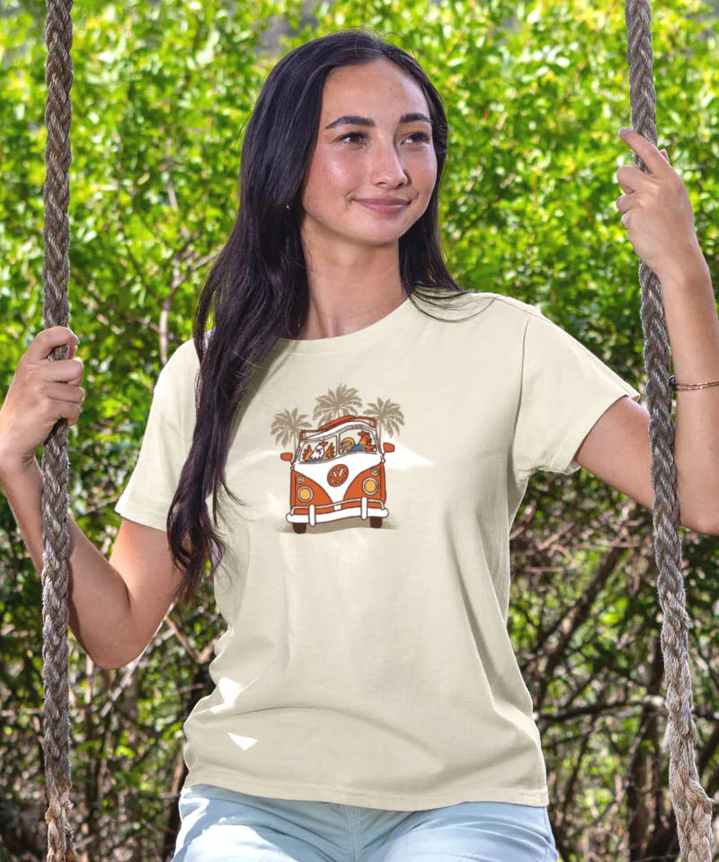 Volkswagen Chicken Van - Coconut Dyed Short Sleeve Crewneck T-Shirt - Image 3