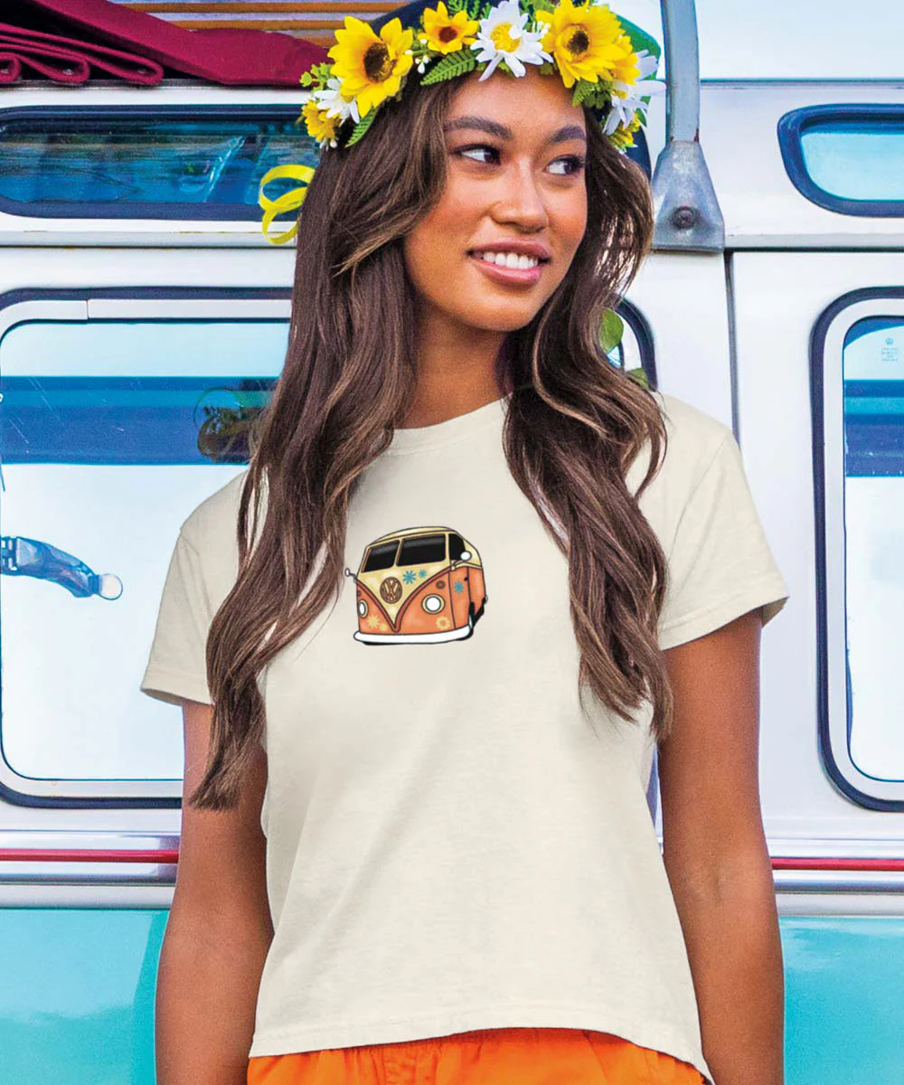 Volkswagen Summer Of Love Scenic - Coconut Dyed Short Sleeve Crewneck T-Shirt - Image 3