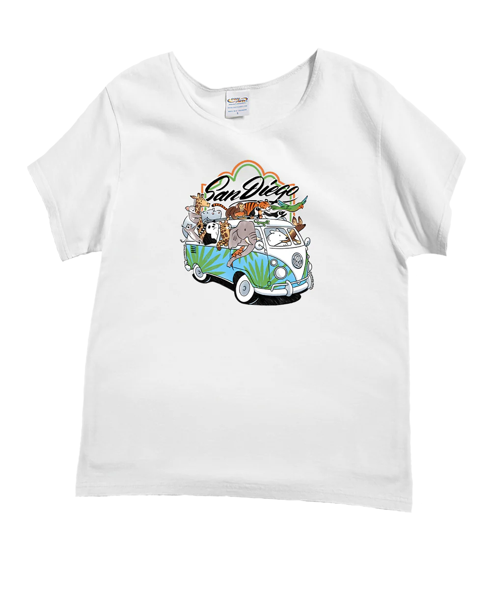 Volkswagen Zoo Animals - White Short Sleeve Scoop Neck T-Shirt