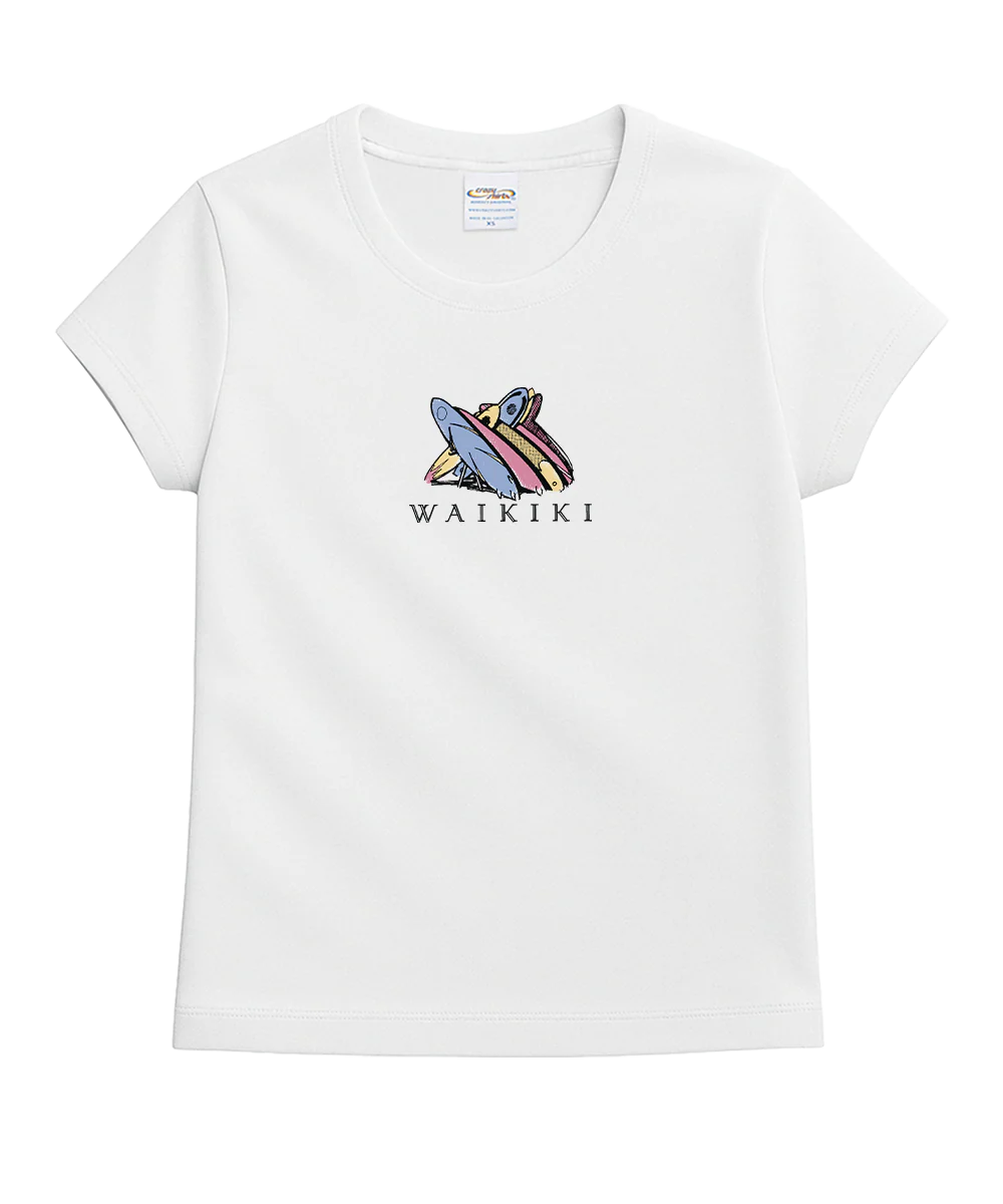 Waikiki Beach - White Short Sleeve Crewneck T-Shirt - Image 4
