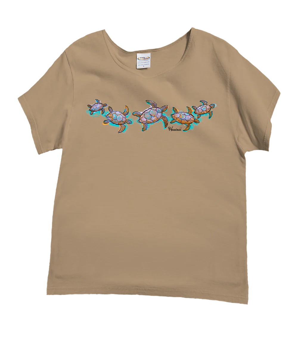 Watercolor Honu - Kona Coffee Dyed Short Sleeve Scoop Neck T-Shirt