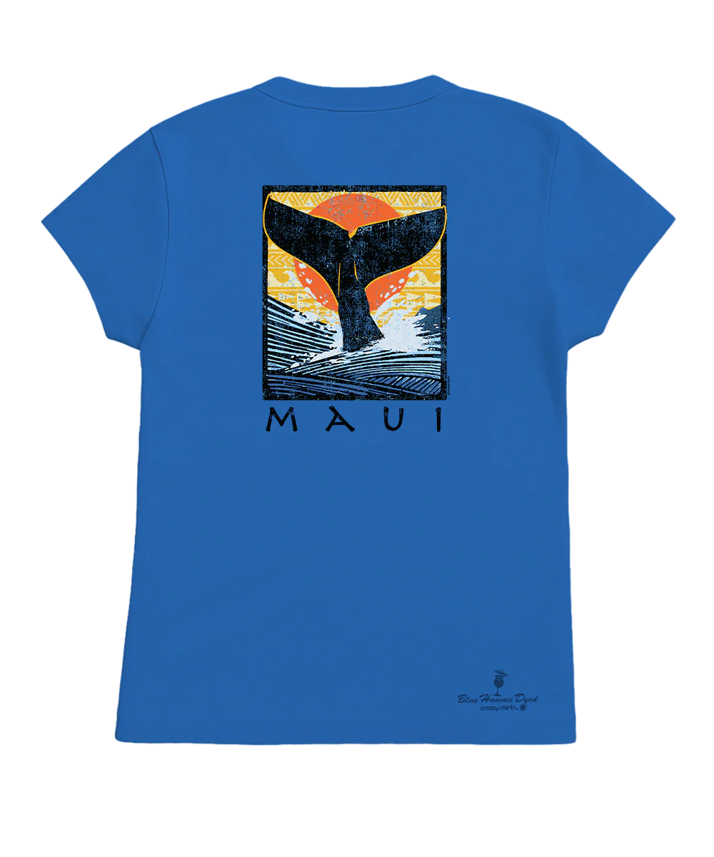Whale Fluke Block - Blue Hawaii Dyed Short Sleeve Crewneck T-Shirt