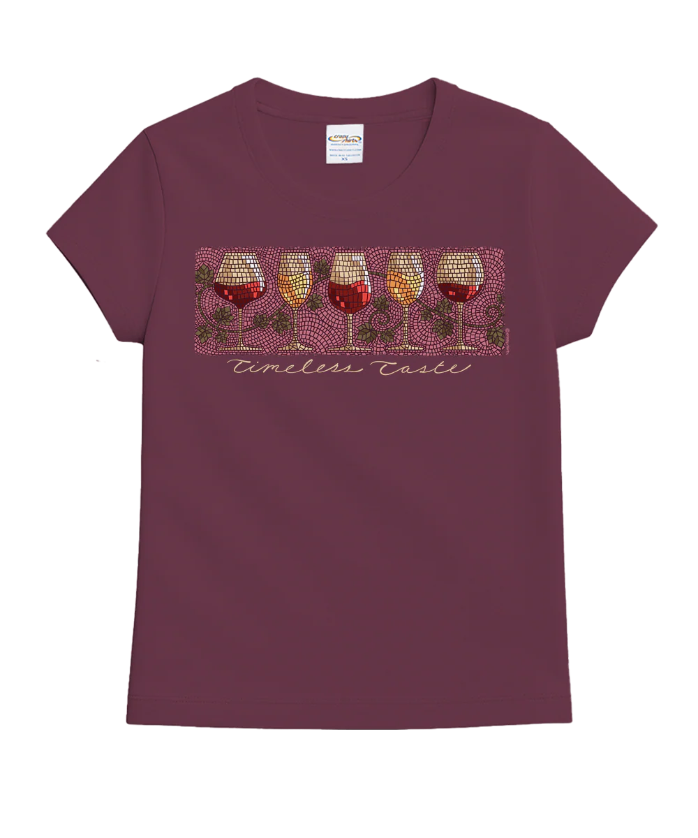Wine Glass Mosaic - Wine Dyed Short Sleeve Crewneck T-Shirt