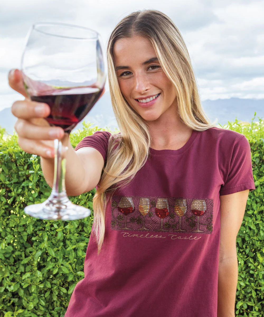 Wine Glass Mosaic - Wine Dyed Short Sleeve Crewneck T-Shirt - Image 2