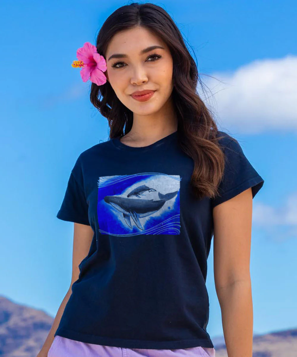 Wyland® Humpbacks - Navy Short Sleeve Crewneck T-Shirt - Image 2
